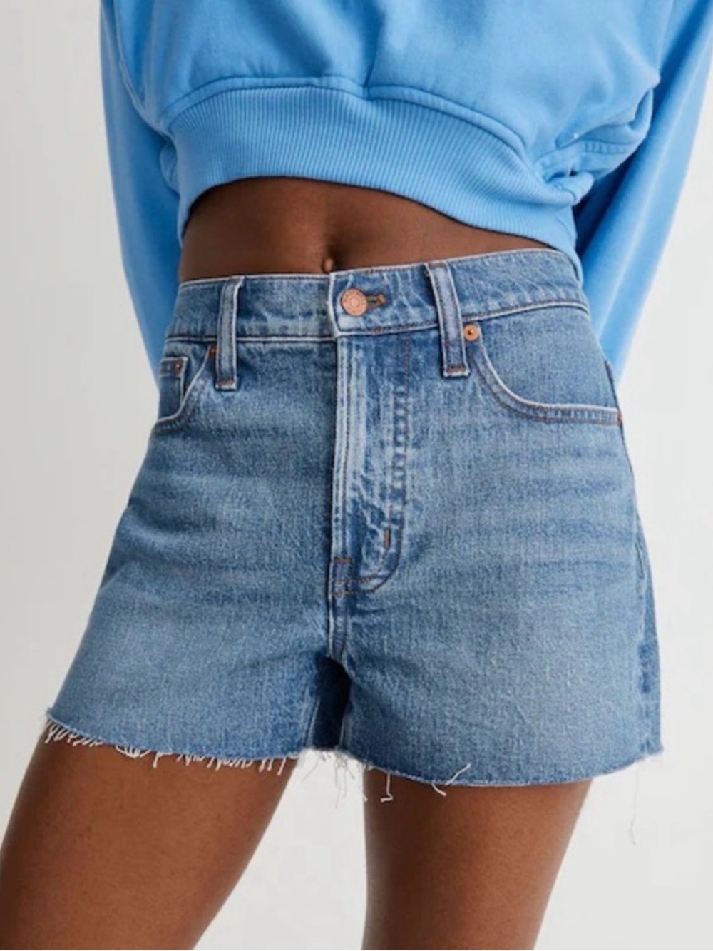 NWT Madewell Perfect Jean Shorts in Light Blue High-Rise Denim Shorts Size 26